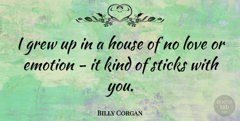 Billy Corgan Quote About House, Sticks, Emotion: I Grew Up In A...