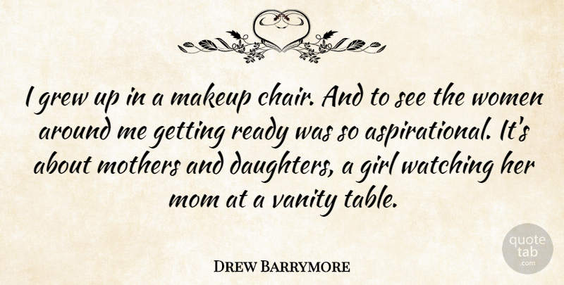 Drew Barrymore Quote About Grew, Makeup, Mom, Mothers, Ready: I Grew Up In A...