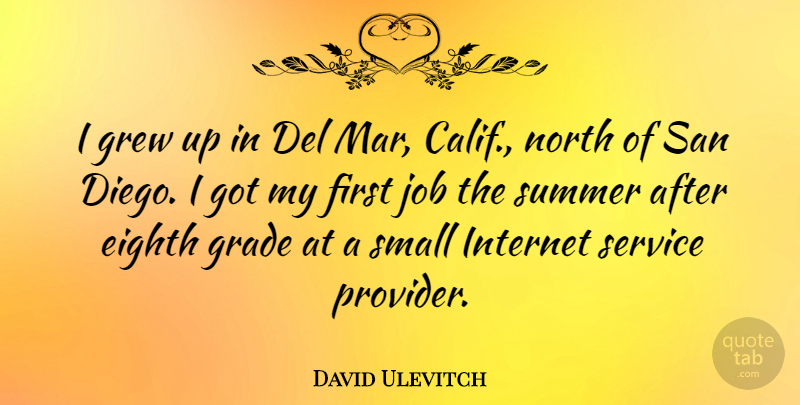 David Ulevitch Quote About Summer, Jobs, San Diego: I Grew Up In Del...