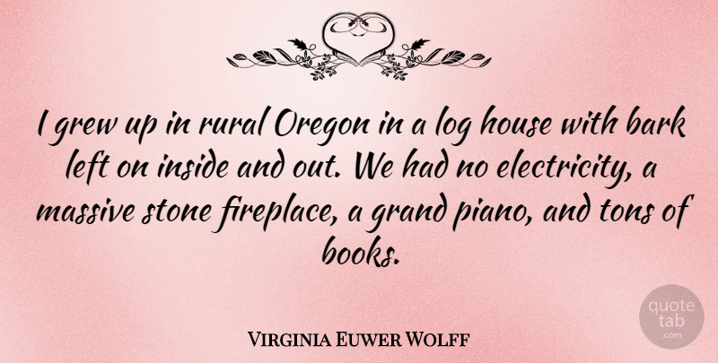 Virginia Euwer Wolff Quote About Bark, Grand, Grew, House, Inside: I Grew Up In Rural...