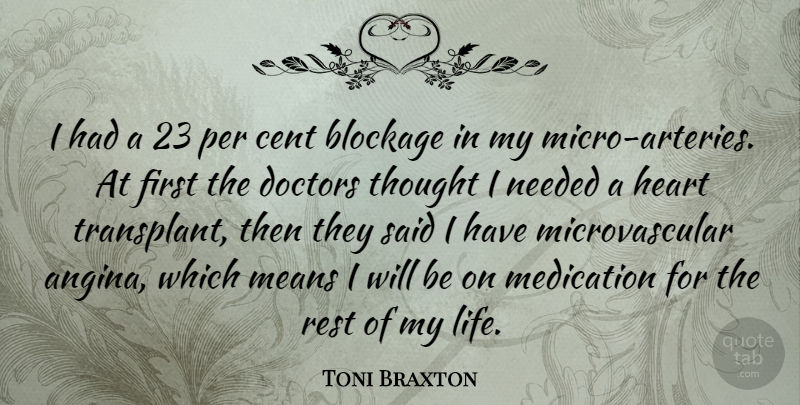Toni Braxton Quote About Heart, Mean, Doctors: I Had A 23 Per...