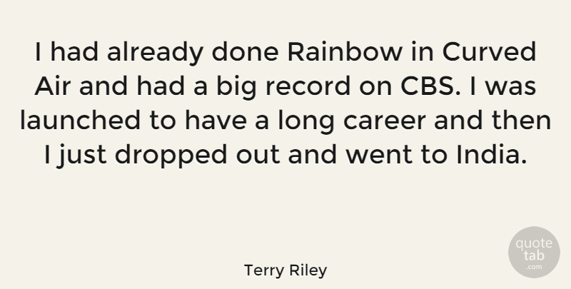 Terry Riley Quote About Air, Careers, Rainbow: I Had Already Done Rainbow...