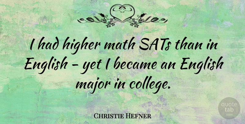 Christie Hefner Quote About Math, College, Sat: I Had Higher Math Sats...