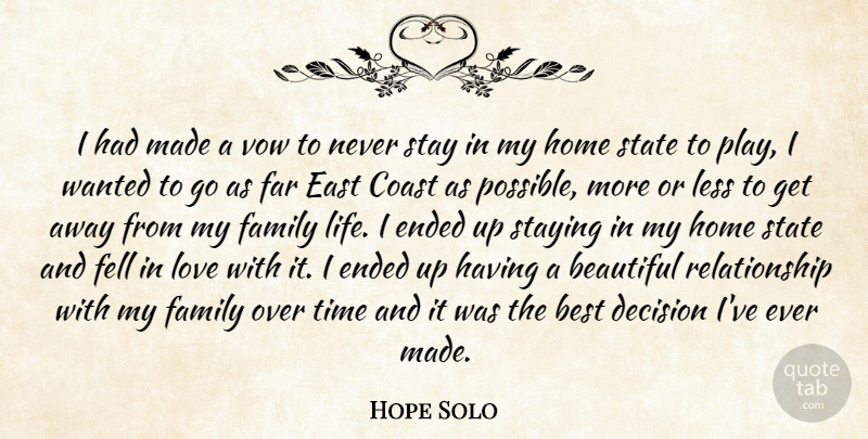 Hope Solo Quote About Beautiful, Home, Play: I Had Made A Vow...