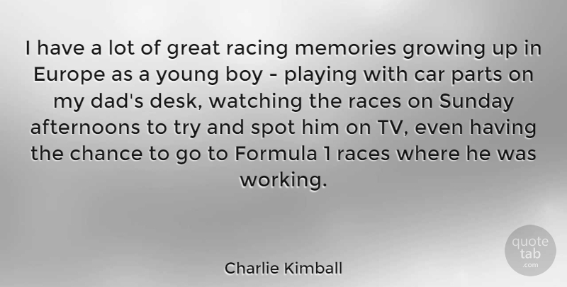 Charlie Kimball Quote About Boy, Car, Chance, Europe, Formula: I Have A Lot Of...