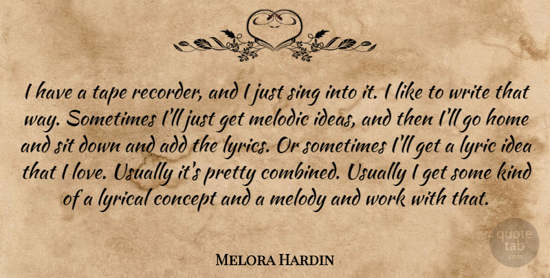 Melora Hardin Quote About Add, Concept, Home, Love, Lyric: I Have A Tape Recorder...
