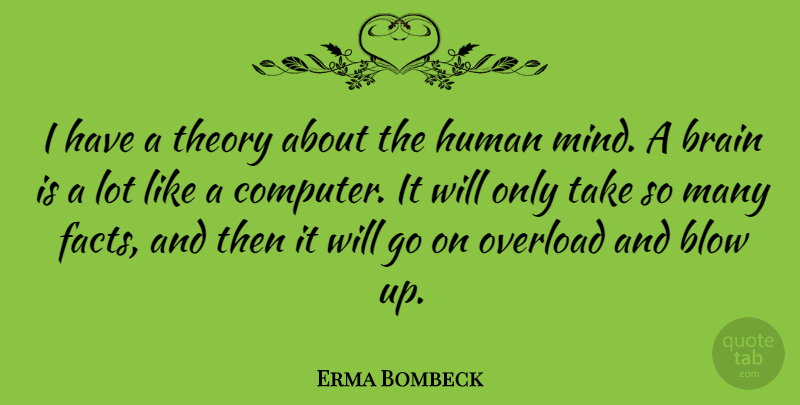 Erma Bombeck Quote About Blow, Brain, Mind: I Have A Theory About...