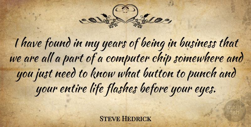 Steve Hedrick Quote About Business, Button, Chip, Computer, Entire: I Have Found In My...