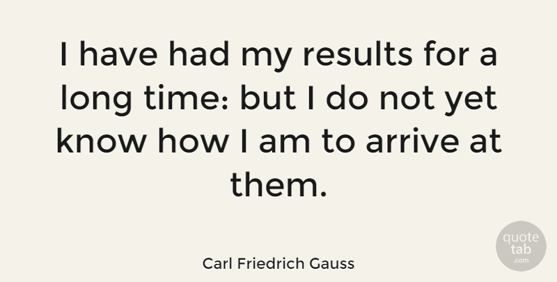 Carl Friedrich Gauss Quote About Time, Math, Science: I Have Had My Results...
