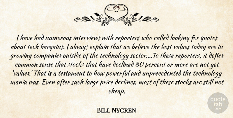 Bill Nygren Quote About Believe, Best, Common, Companies, Declined: I Have Had Numerous Interviews...