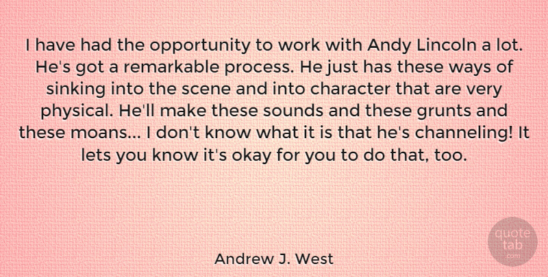 Andrew J. West Quote About Andy, Lets, Lincoln, Okay, Opportunity: I Have Had The Opportunity...