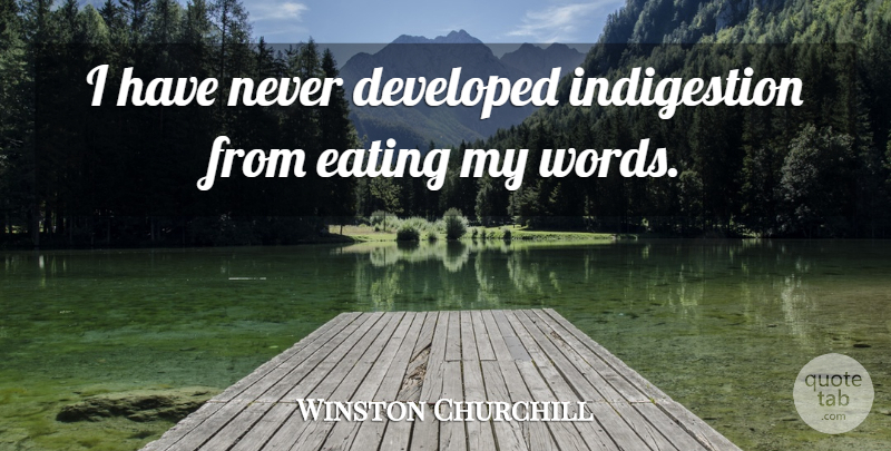 Winston Churchill Quote About Humorous, Eating, Indigestion: I Have Never Developed Indigestion...
