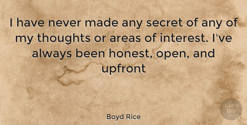 Boyd Rice Quote About Secret, Honest, Made: I Have Never Made Any...