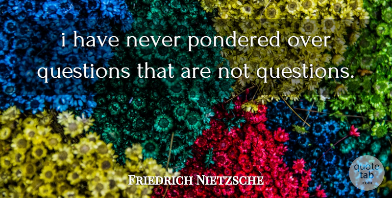 Friedrich Nietzsche Quote About undefined: I Have Never Pondered Over...