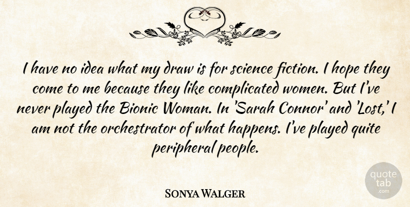 Sonya Walger Quote About Ideas, People, Fiction: I Have No Idea What...
