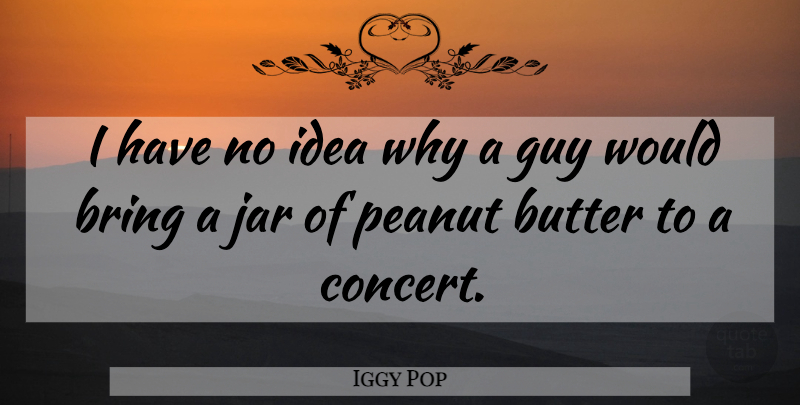 Iggy Pop Quote About Ideas, Guy, Jars: I Have No Idea Why...