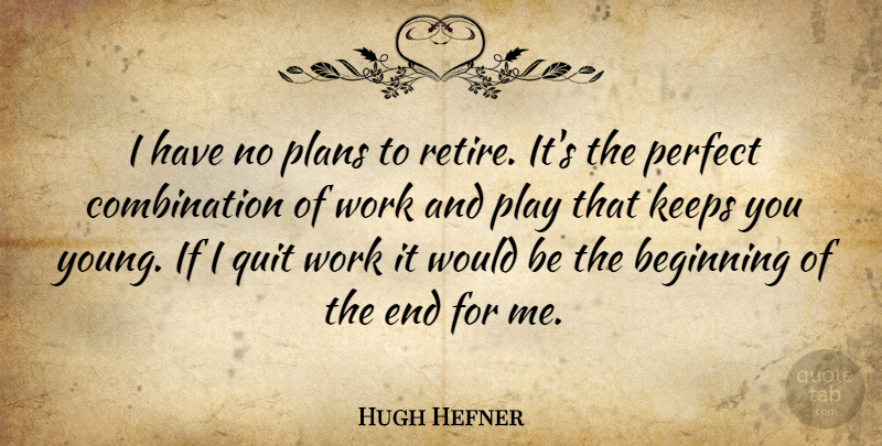 Hugh Hefner Quote About Play, Perfect, Would Be: I Have No Plans To...