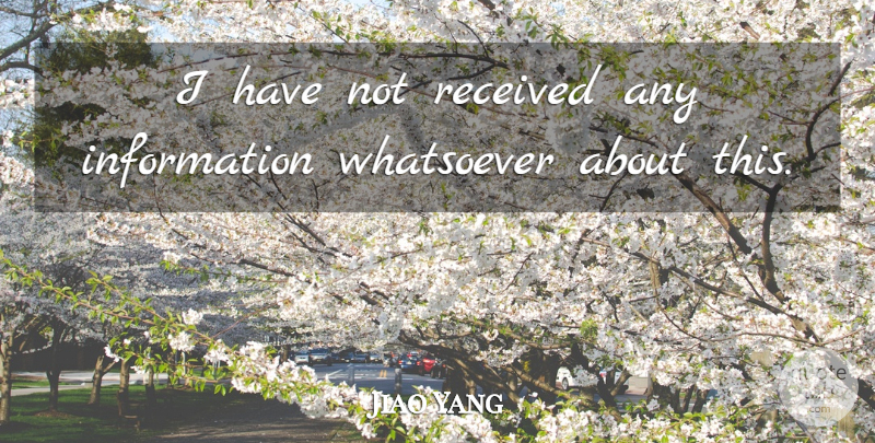 Jiao Yang Quote About Information, Received, Whatsoever: I Have Not Received Any...