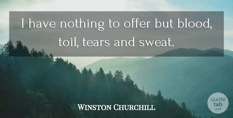 Winston Churchill Quote About Determination, Military, War: I Have Nothing To Offer...
