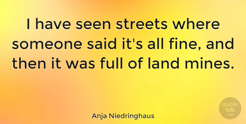 Anja Niedringhaus Quote About Full, Land, Seen, Streets: I Have Seen Streets Where...