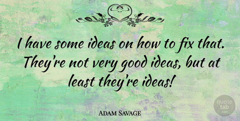 Adam Savage Quote About Ideas, Brilliant Ideas, Very Good: I Have Some Ideas On...
