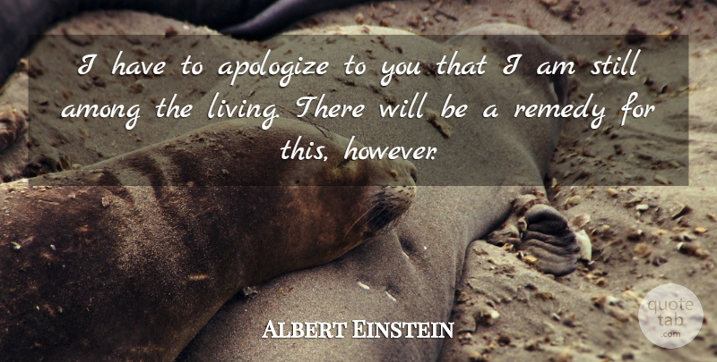 Albert Einstein Quote About Apologizing, Remedy, Stills: I Have To Apologize To...