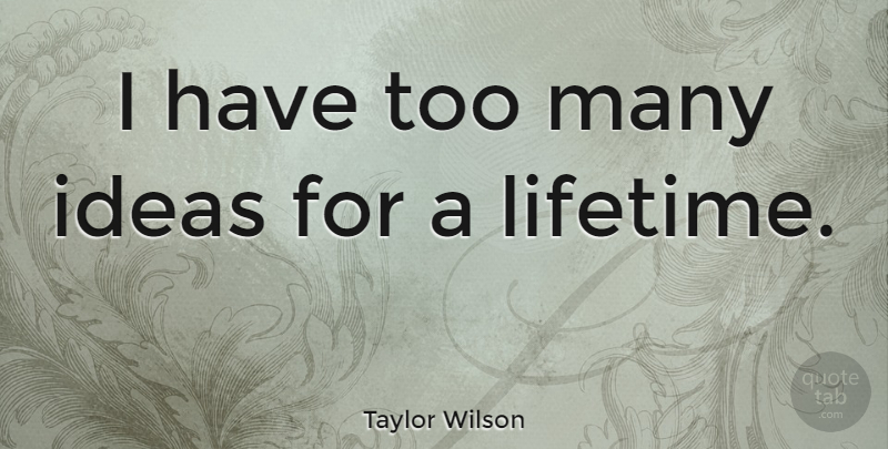Taylor Wilson Quote About Ideas, Lifetime: I Have Too Many Ideas...