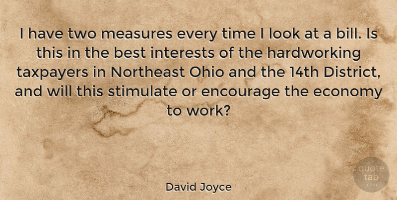 David Joyce Quote About Best, Economy, Encourage, Interests, Measures: I Have Two Measures Every...