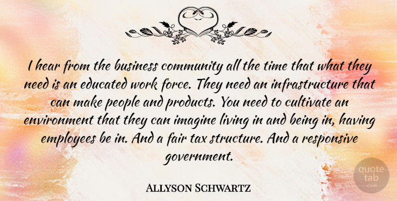 Allyson Schwartz Quote About Business, Community, Cultivate, Educated, Employees: I Hear From The Business...