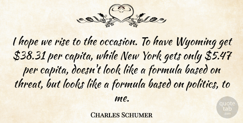 Charles Schumer Quote About Based, Formula, Gets, Hope, Looks: I Hope We Rise To...