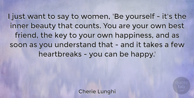 Cherie Lunghi Quote About Beauty, Best, Few, Happiness, Inner: I Just Want To Say...