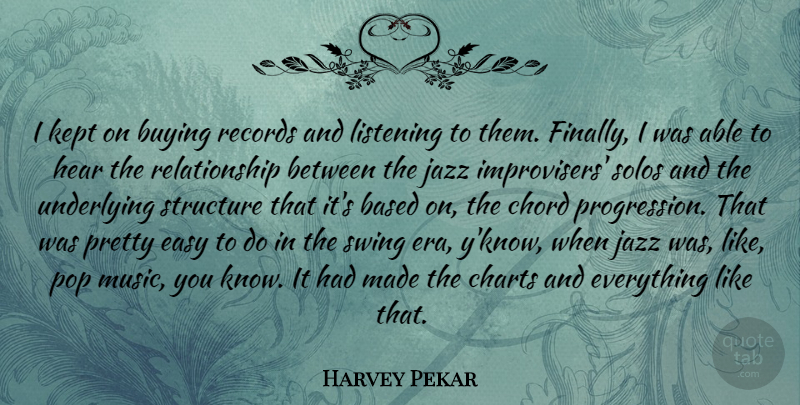 Harvey Pekar Quote About Based, Buying, Charts, Chord, Hear: I Kept On Buying Records...