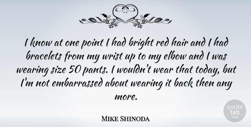 Mike Shinoda Quote About Hair, Elbows, Red: I Know At One Point...