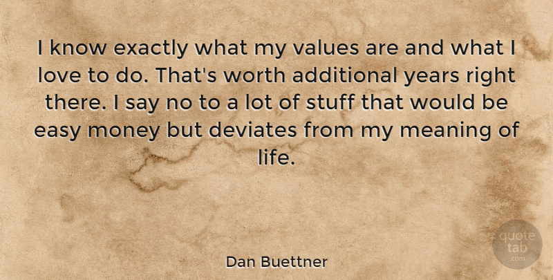 Dan Buettner Quote About Additional, Easy, Exactly, Life, Love: I Know Exactly What My...