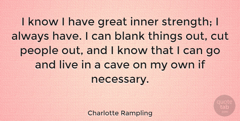 Charlotte Rampling Quote About Cutting, People, Inner Strength: I Know I Have Great...