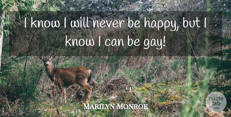 Marilyn Monroe Quote About Inspiring, Gay, I Can: I Know I Will Never...
