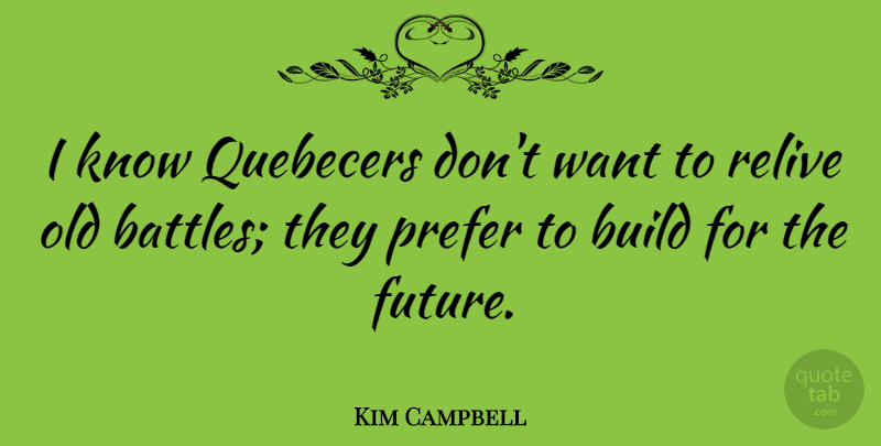 Kim Campbell Quote About Battle, Want, Knows: I Know Quebecers Dont Want...