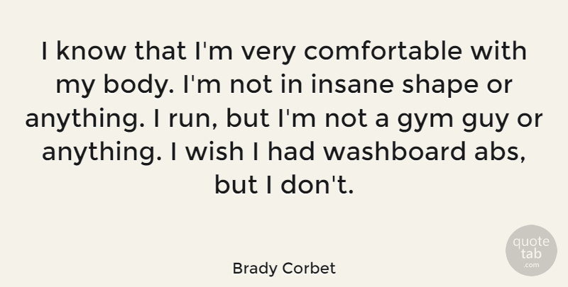 Brady Corbet Quote About Guy, Insane, Shape: I Know That Im Very...