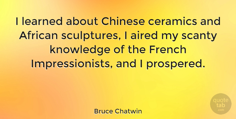 Bruce Chatwin Quote About Chinese, Ceramics, Sculpture: I Learned About Chinese Ceramics...