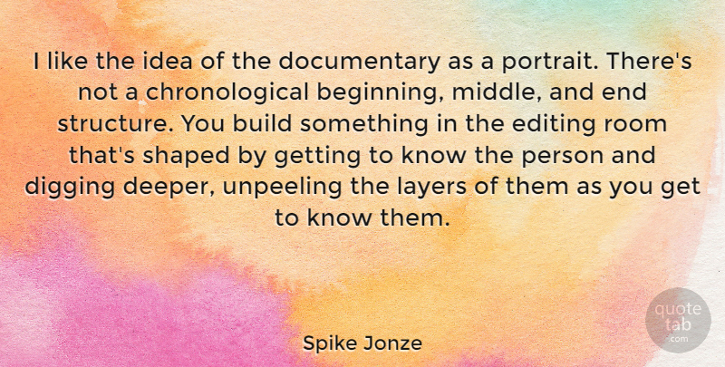Spike Jonze Quote About Build, Digging, Layers, Room, Shaped: I Like The Idea Of...