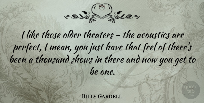 Billy Gardell Quote About Mean, Perfect, Acoustics: I Like Those Older Theaters...