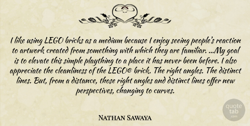 Nathan Sawaya Quote About Distance, Simple, Curves: I Like Using Lego Bricks...