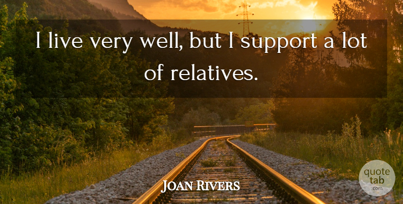 Joan Rivers Quote About undefined: I Live Very Well But...