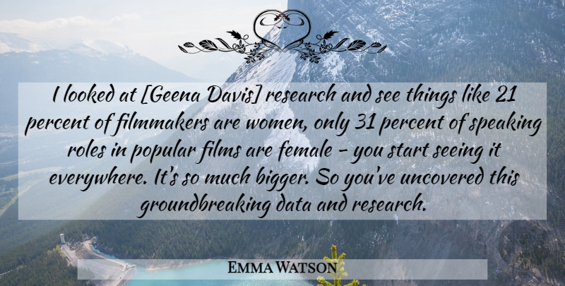 Emma Watson Quote About Female, Film, Filmmaker: I Looked At Geena Davis...