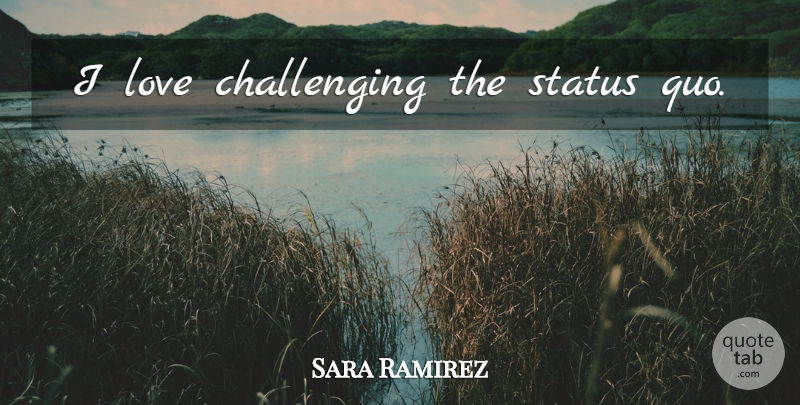 Sara Ramirez Quote About Challenges, Challenging The Status Quo, Challenging Status Quo: I Love Challenging The Status...
