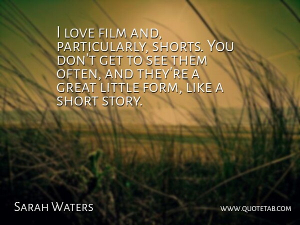 Sarah Waters Quote About Great, Love: I Love Film And Particularly...