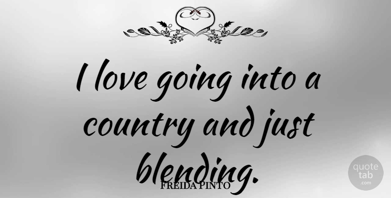 Freida Pinto Quote About Country, Travel: I Love Going Into A...