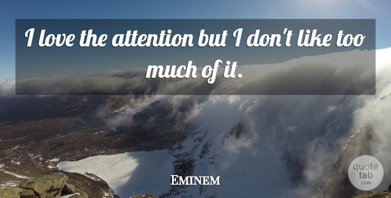 Eminem Quote About Love, Too Much, Attention: I Love The Attention But...