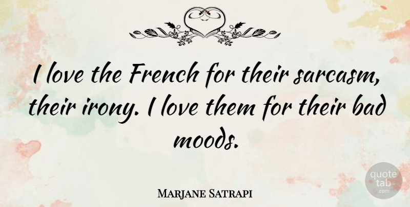 Marjane Satrapi Quote About Sarcasm, Bad Mood, Irony: I Love The French For...