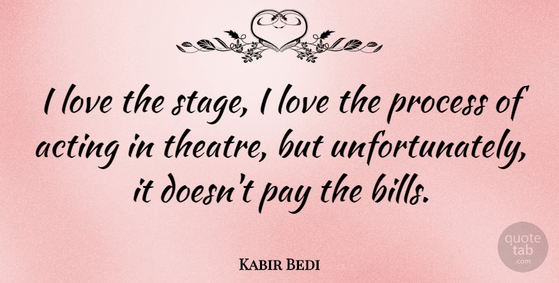 Kabir Bedi Quote About Theatre, Acting, Pay: I Love The Stage I...